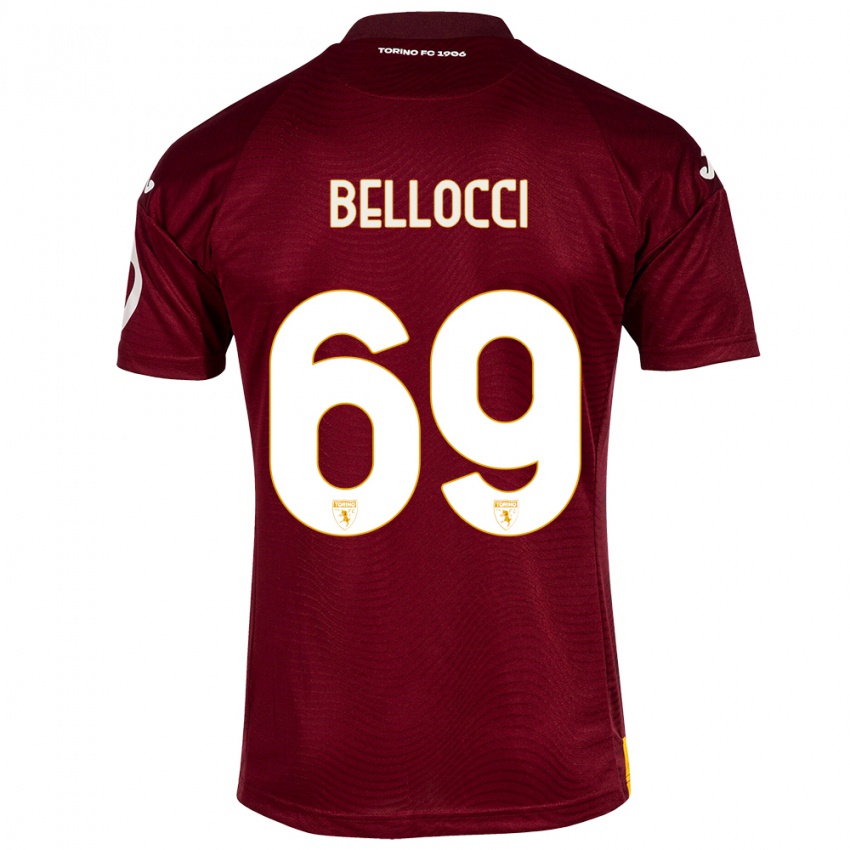 Mujer Camiseta Andrea Bellocci #69 Rojo Oscuro 1ª Equipación 2023/24 La Camisa