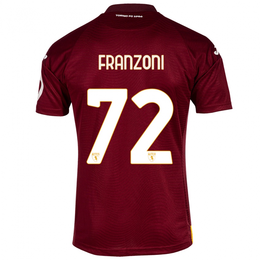 Mujer Camiseta Nicolò Franzoni #72 Rojo Oscuro 1ª Equipación 2023/24 La Camisa