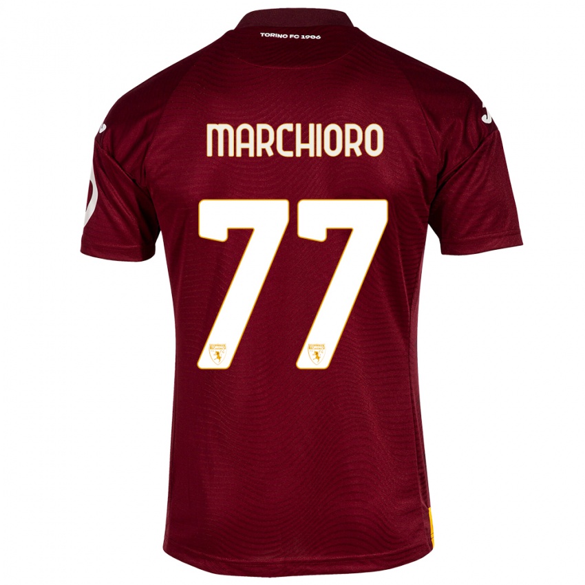 Mujer Camiseta Raffaele Marchioro #77 Rojo Oscuro 1ª Equipación 2023/24 La Camisa