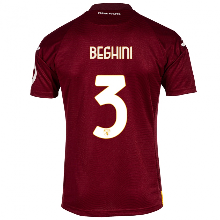 Mujer Camiseta Giulia Beghini #3 Rojo Oscuro 1ª Equipación 2023/24 La Camisa