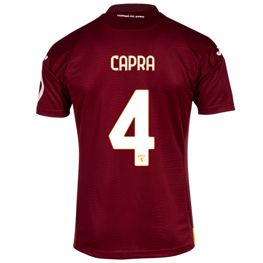 Mujer Camiseta Valentina Capra #4 Rojo Oscuro 1ª Equipación 2023/24 La Camisa