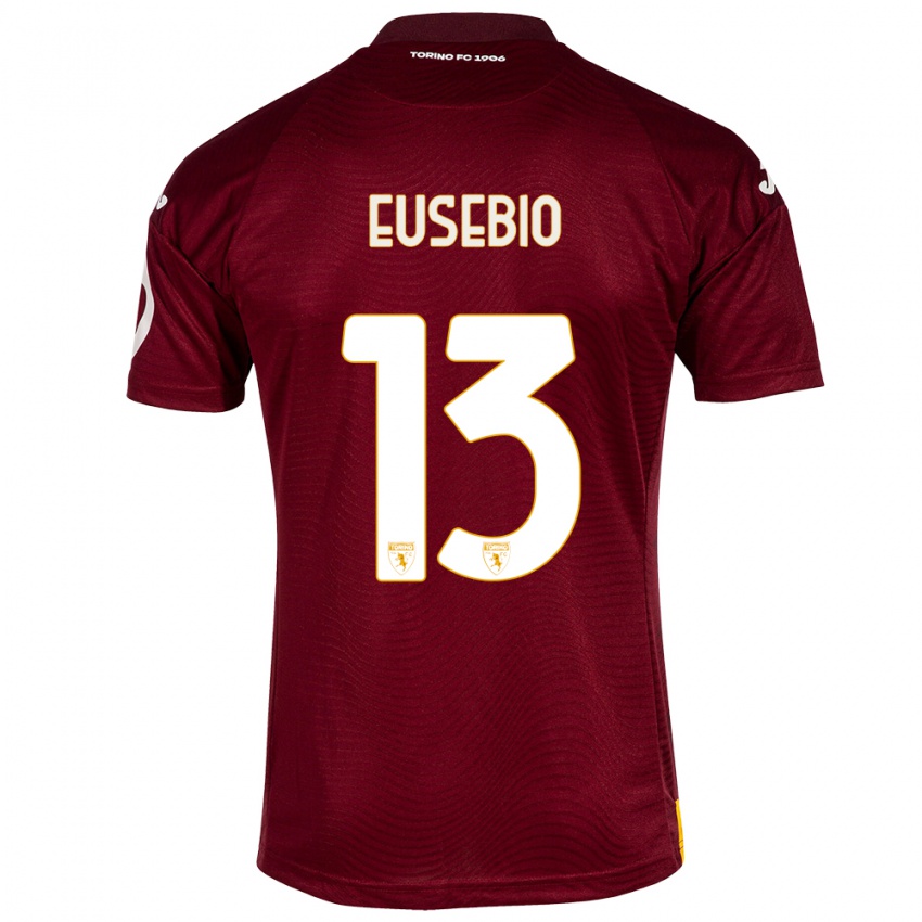 Mujer Camiseta Chiara Eusebio #13 Rojo Oscuro 1ª Equipación 2023/24 La Camisa