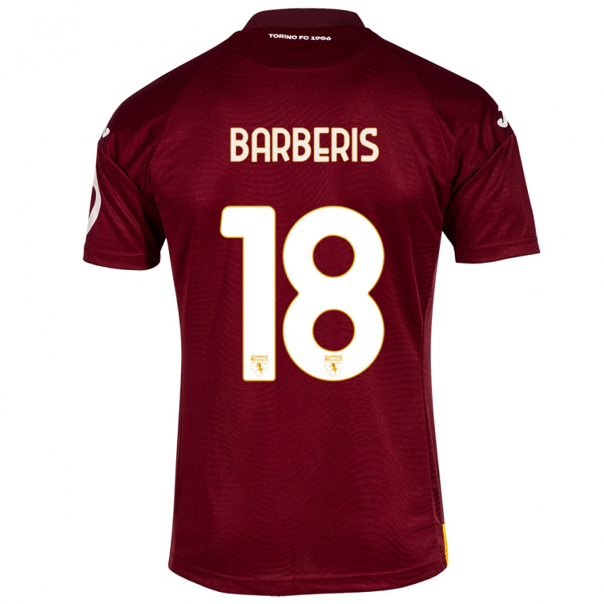 Mujer Camiseta Laura Barberis #18 Rojo Oscuro 1ª Equipación 2023/24 La Camisa