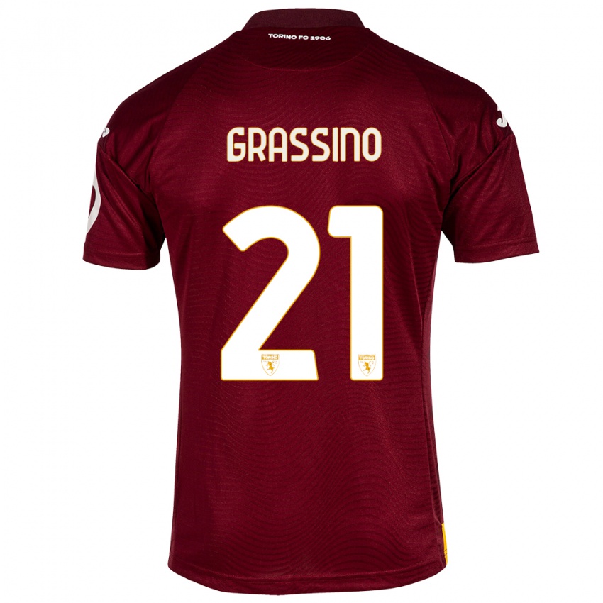 Mujer Camiseta Giulia Grassino #21 Rojo Oscuro 1ª Equipación 2023/24 La Camisa