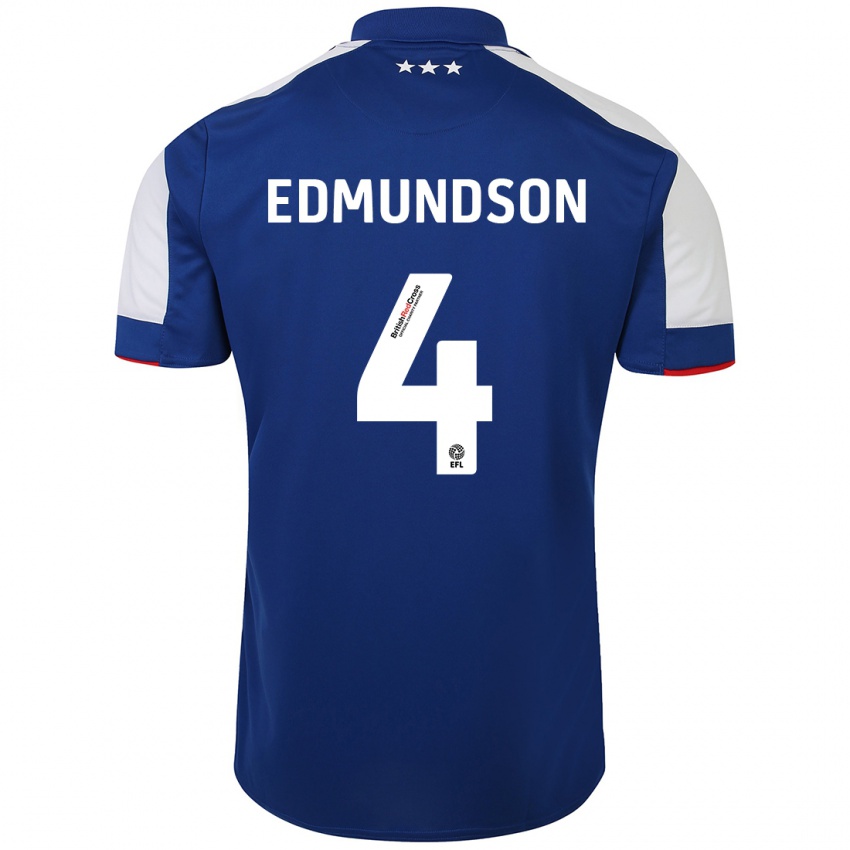 Mujer Camiseta George Edmundson #4 Azul 1ª Equipación 2023/24 La Camisa