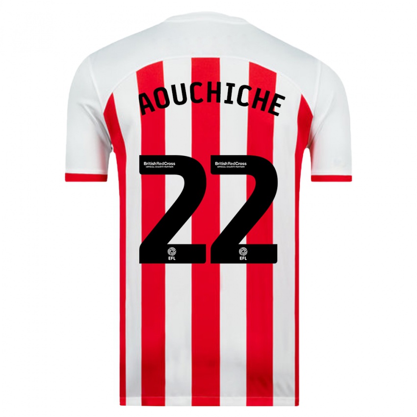 Mujer Camiseta Adil Aouchiche #22 Blanco 1ª Equipación 2023/24 La Camisa