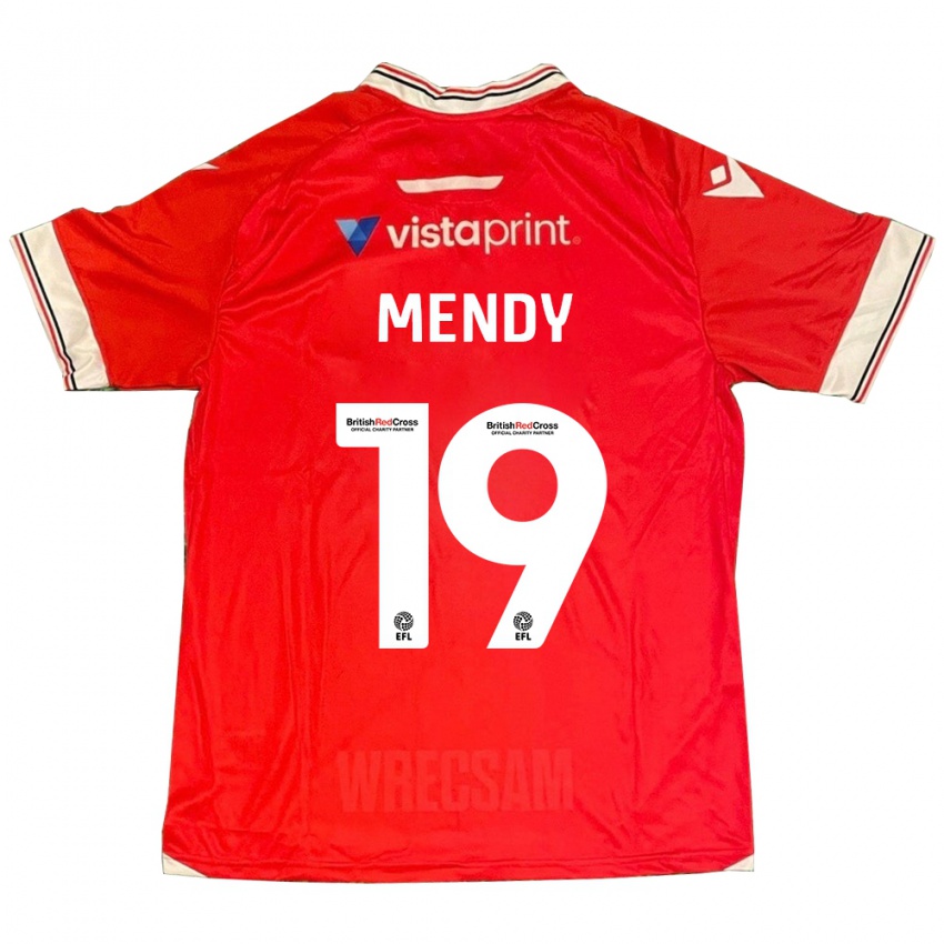 Mujer Camiseta Jacob Mendy #19 Rojo 1ª Equipación 2023/24 La Camisa