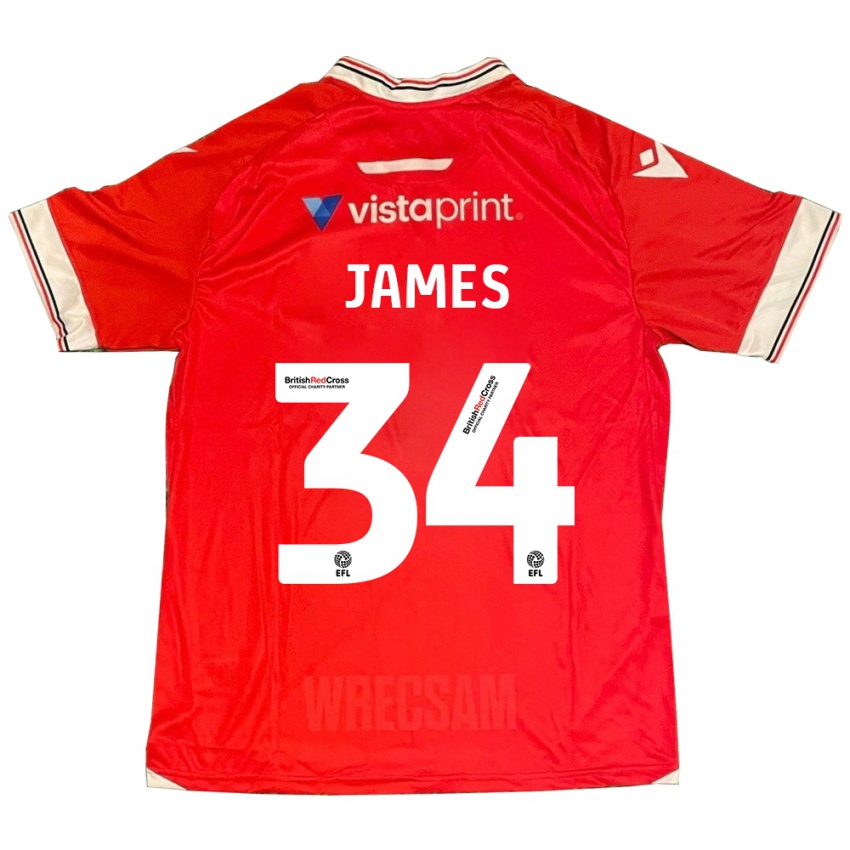 Mujer Camiseta Aaron James #34 Rojo 1ª Equipación 2023/24 La Camisa