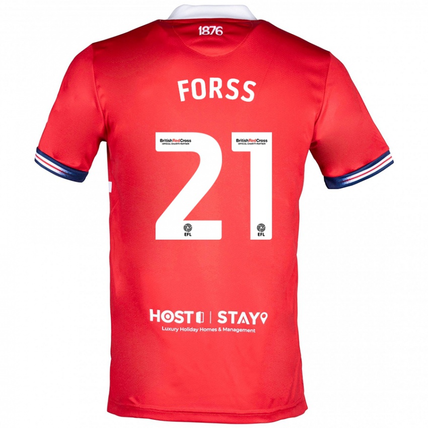 Mujer Camiseta Marcus Forss #21 Rojo 1ª Equipación 2023/24 La Camisa