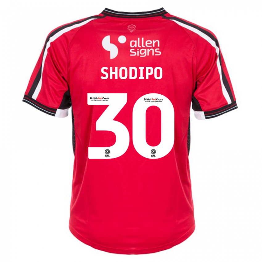Mujer Camiseta Olamide Shodipo #30 Rojo 1ª Equipación 2023/24 La Camisa