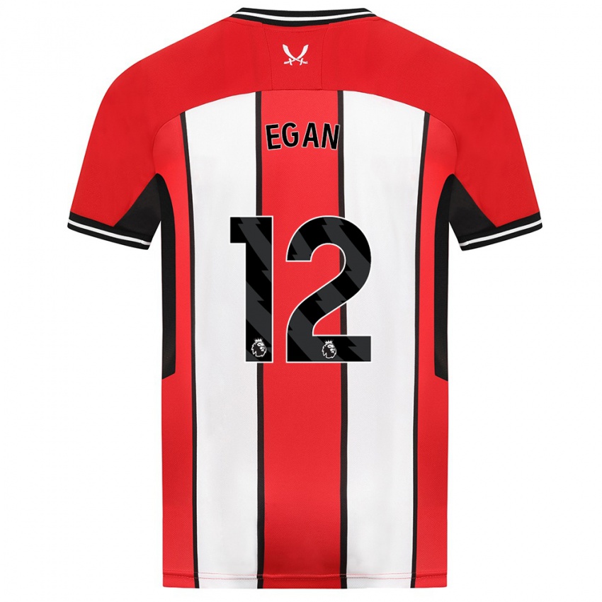 Mujer Camiseta John Egan #12 Rojo 1ª Equipación 2023/24 La Camisa