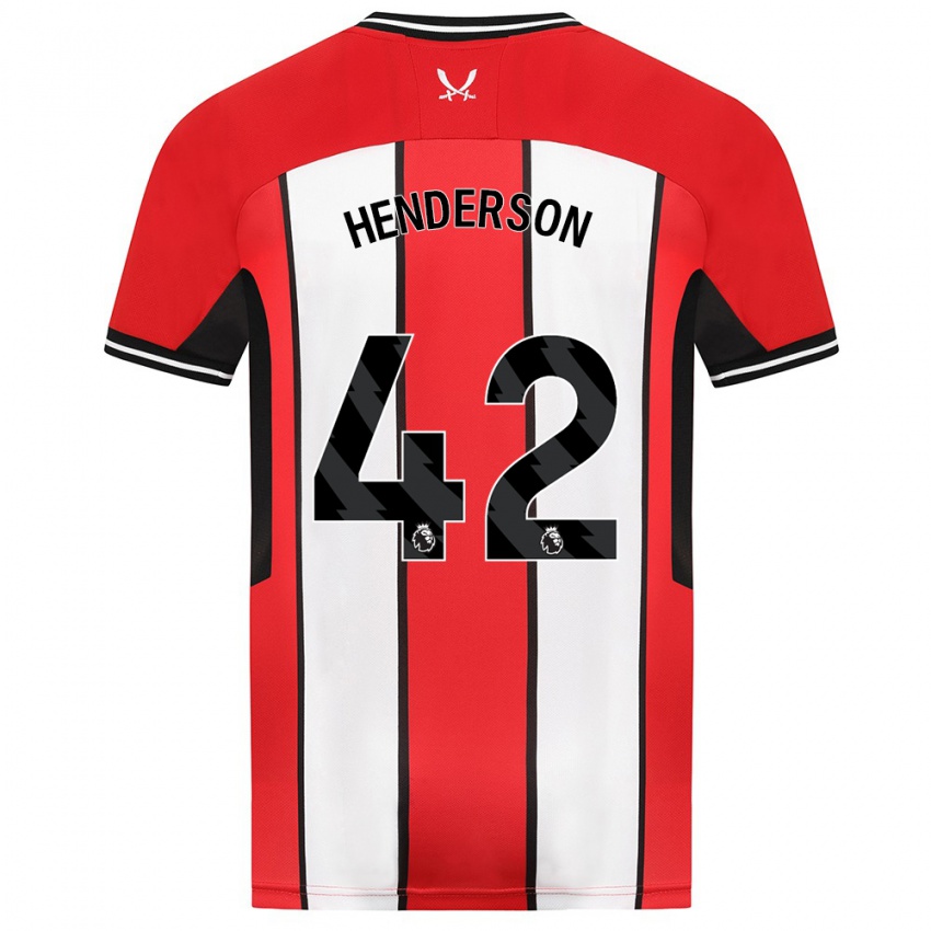 Mujer Camiseta Peyton Henderson #42 Rojo 1ª Equipación 2023/24 La Camisa