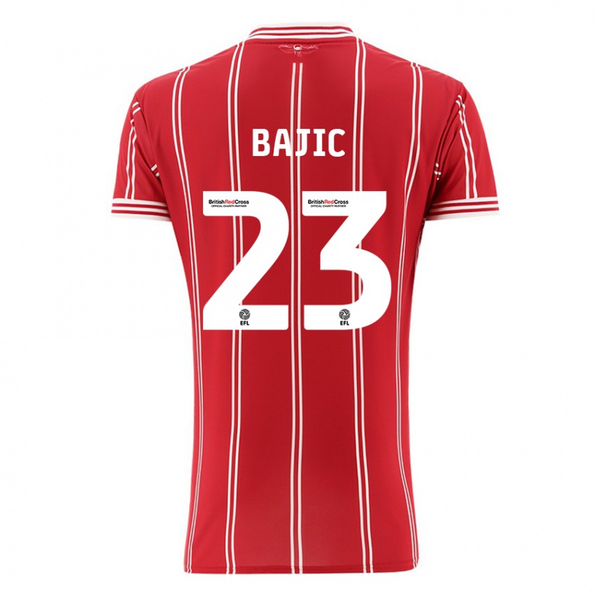 Mujer Camiseta Stefan Bajic #23 Rojo 1ª Equipación 2023/24 La Camisa