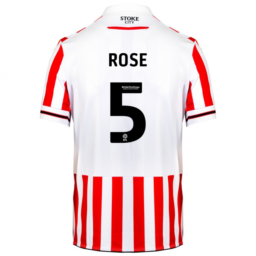 Mujer Camiseta Michael Rose #5 Rojo Blanco 1ª Equipación 2023/24 La Camisa