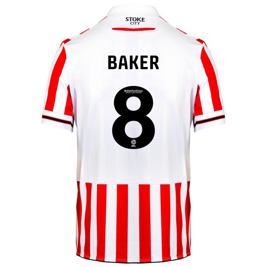 Mujer Camiseta Lewis Baker #8 Rojo Blanco 1ª Equipación 2023/24 La Camisa