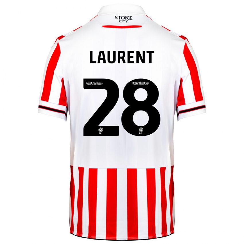 Mujer Camiseta Josh Laurent #28 Rojo Blanco 1ª Equipación 2023/24 La Camisa