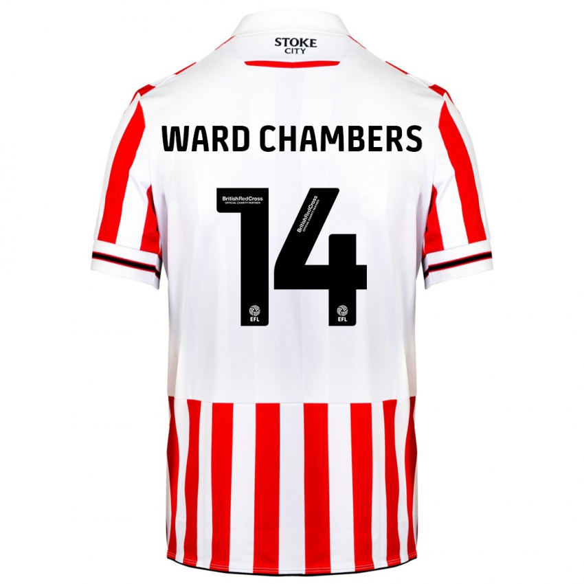 Mujer Camiseta Courtnay Ward-Chambers #14 Rojo Blanco 1ª Equipación 2023/24 La Camisa