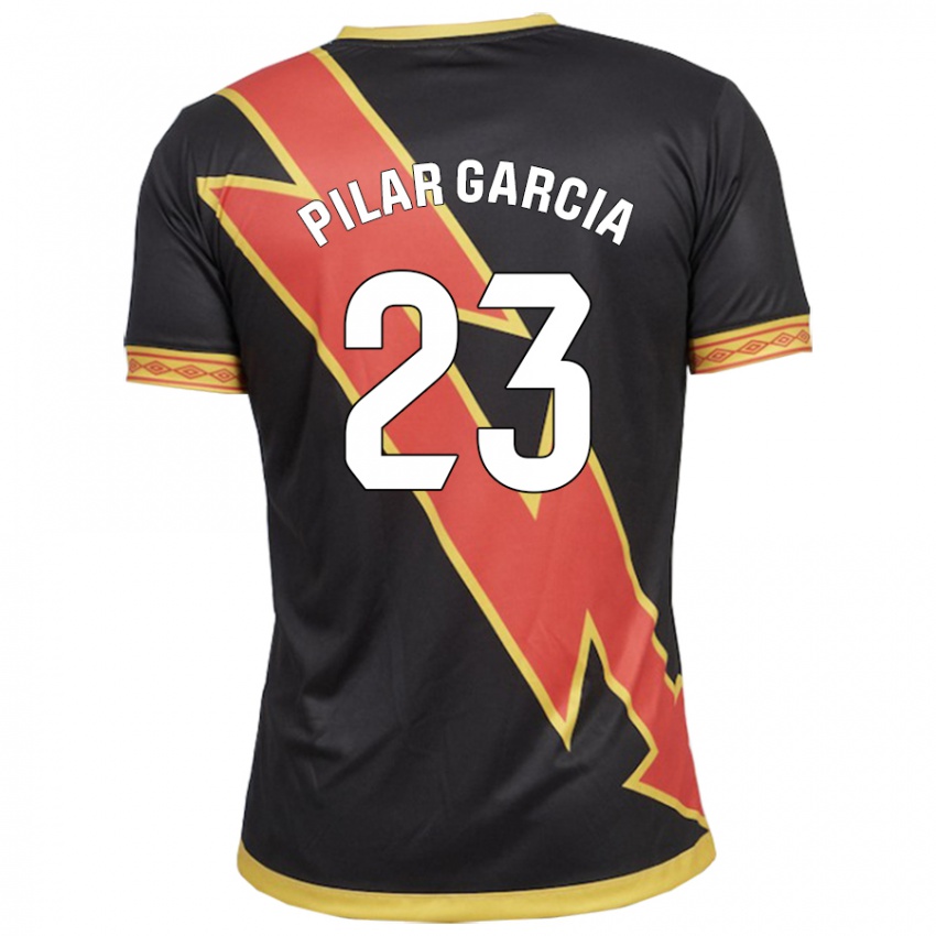 Mujer Camiseta María Pilar García Villalba #23 Negro 2ª Equipación 2023/24 La Camisa