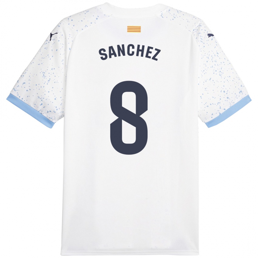 Mujer Camiseta Miguel Ángel Sánchez #8 Blanco 2ª Equipación 2023/24 La Camisa