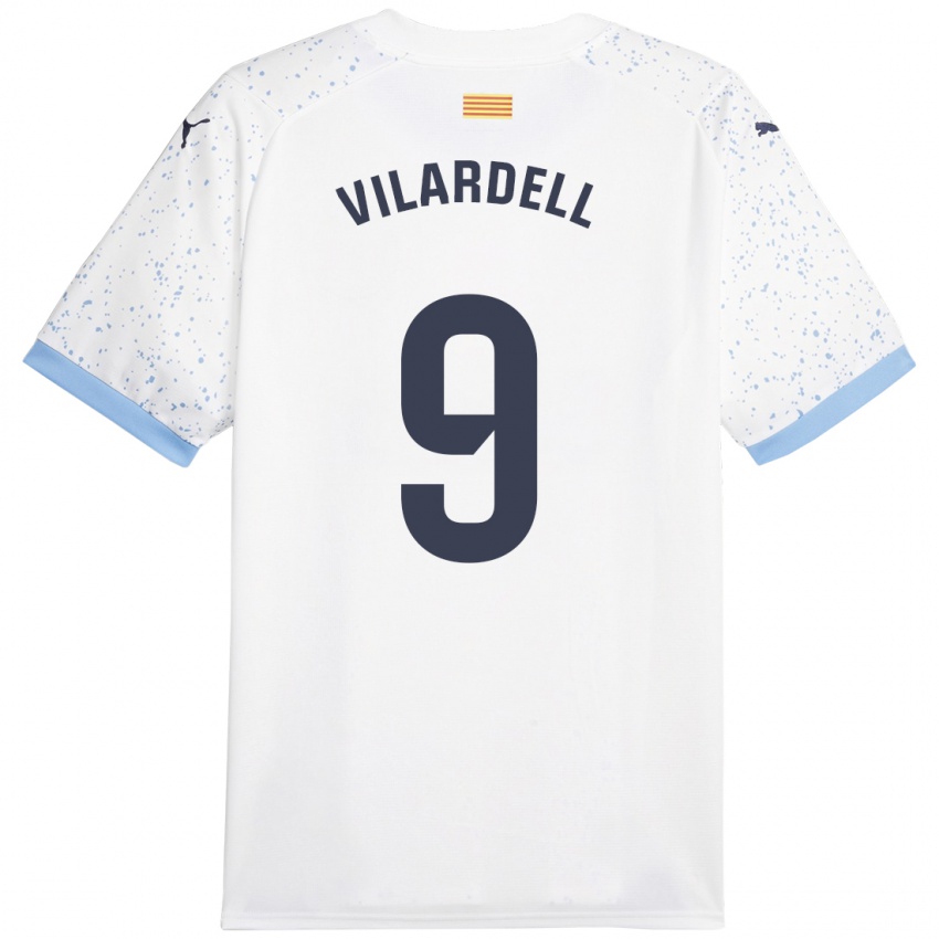 Mujer Camiseta Júlia Vilardell #9 Blanco 2ª Equipación 2023/24 La Camisa