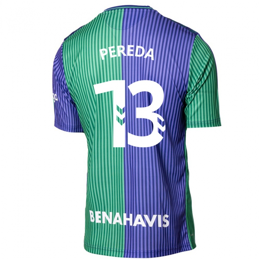 Mujer Camiseta Adrián Pereda #13 Verde Azul 2ª Equipación 2023/24 La Camisa