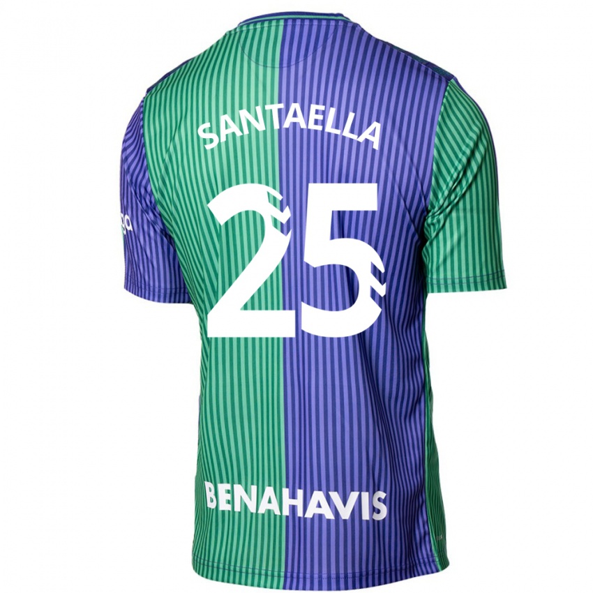 Mujer Camiseta Miguel Ángel Santaella #25 Verde Azul 2ª Equipación 2023/24 La Camisa