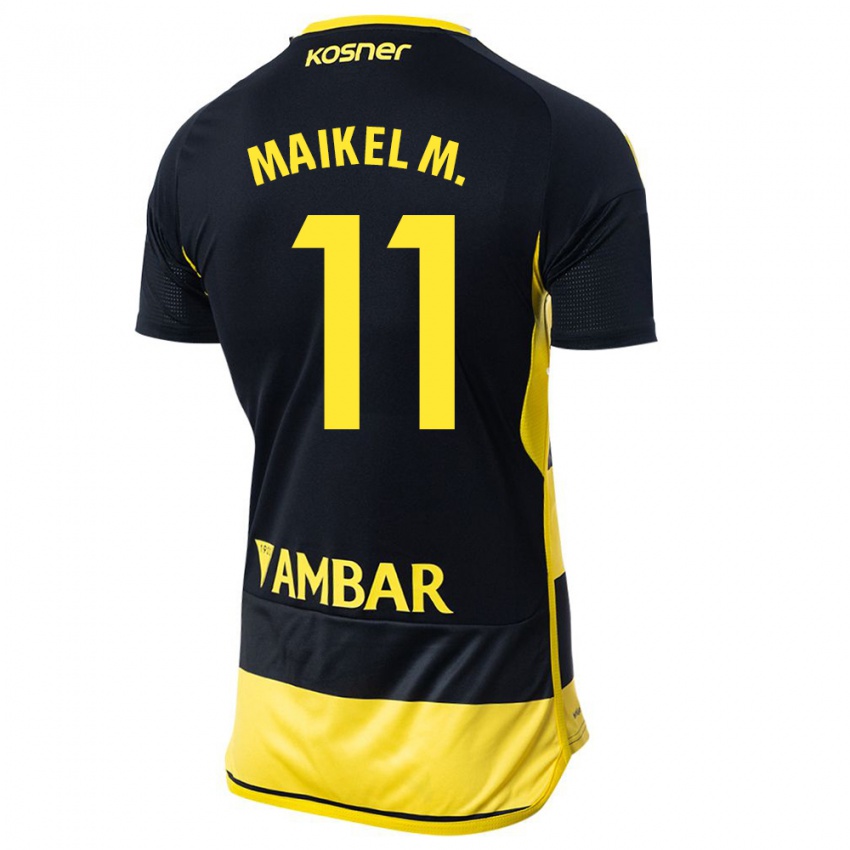 Mujer Camiseta Maikel Mesa #11 Negro Amarillo 2ª Equipación 2023/24 La Camisa