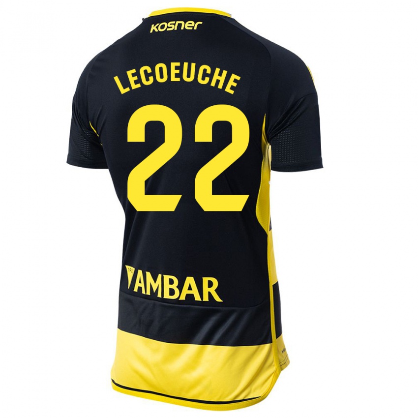 Mujer Camiseta Quentin Lecoeuche #22 Negro Amarillo 2ª Equipación 2023/24 La Camisa