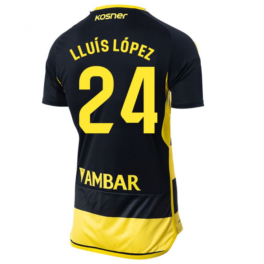 Mujer Camiseta Lluís López #24 Negro Amarillo 2ª Equipación 2023/24 La Camisa