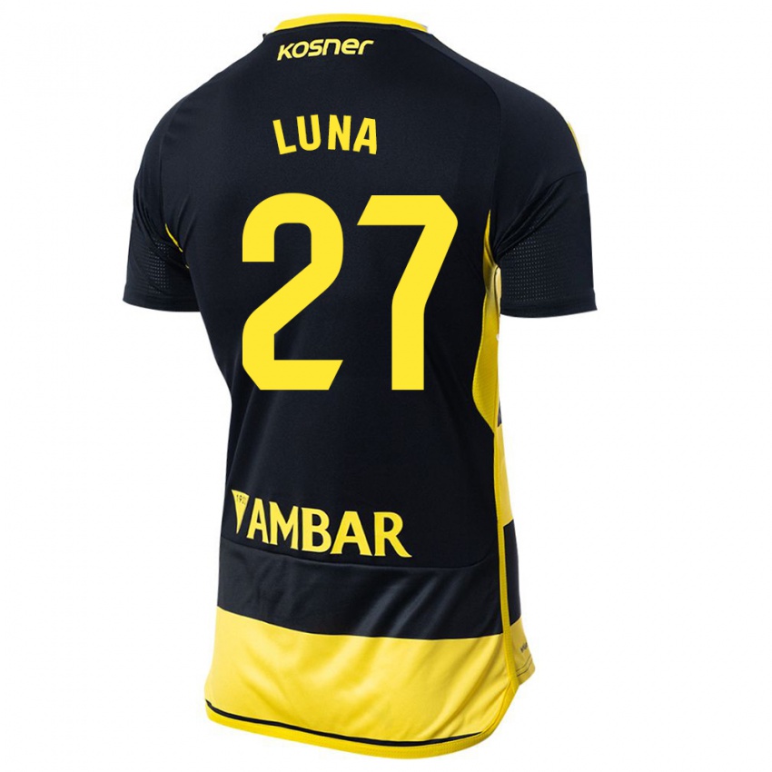 Mujer Camiseta Marcos Luna #27 Negro Amarillo 2ª Equipación 2023/24 La Camisa