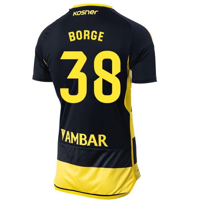 Mujer Camiseta Andrés Borge #38 Negro Amarillo 2ª Equipación 2023/24 La Camisa