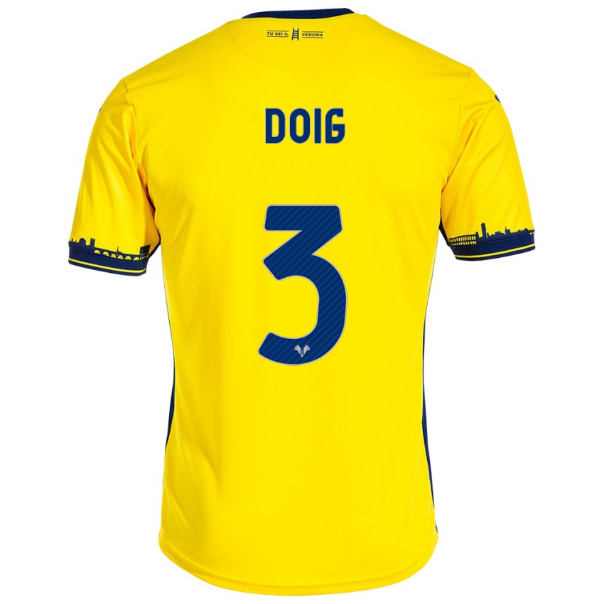 Mujer Camiseta Josh Doig #3 Amarillo 2ª Equipación 2023/24 La Camisa