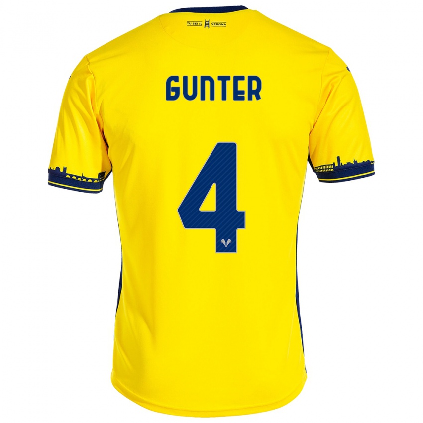 Mujer Camiseta Koray Günter #4 Amarillo 2ª Equipación 2023/24 La Camisa