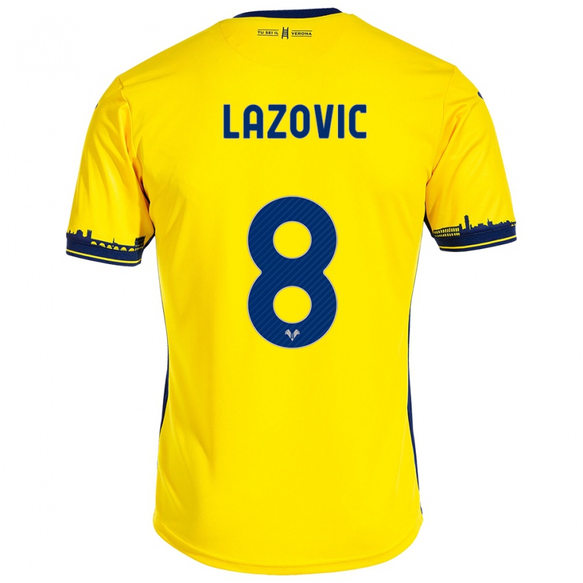 Mujer Camiseta Darko Lazović #8 Amarillo 2ª Equipación 2023/24 La Camisa