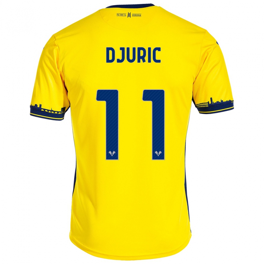 Mujer Camiseta Milan Djuric #11 Amarillo 2ª Equipación 2023/24 La Camisa