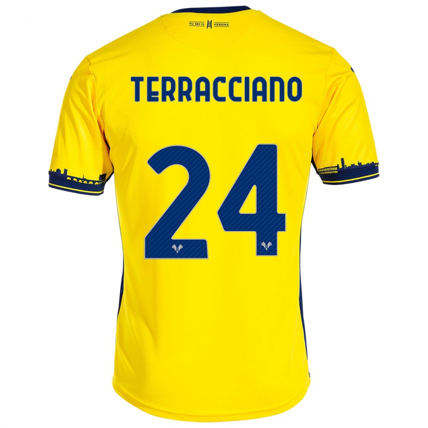 Mujer Camiseta Filippo Terracciano #24 Amarillo 2ª Equipación 2023/24 La Camisa