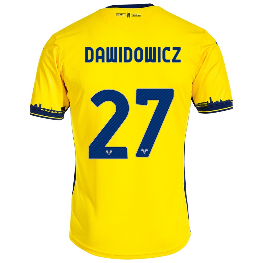 Mujer Camiseta Pawel Dawidowicz #27 Amarillo 2ª Equipación 2023/24 La Camisa