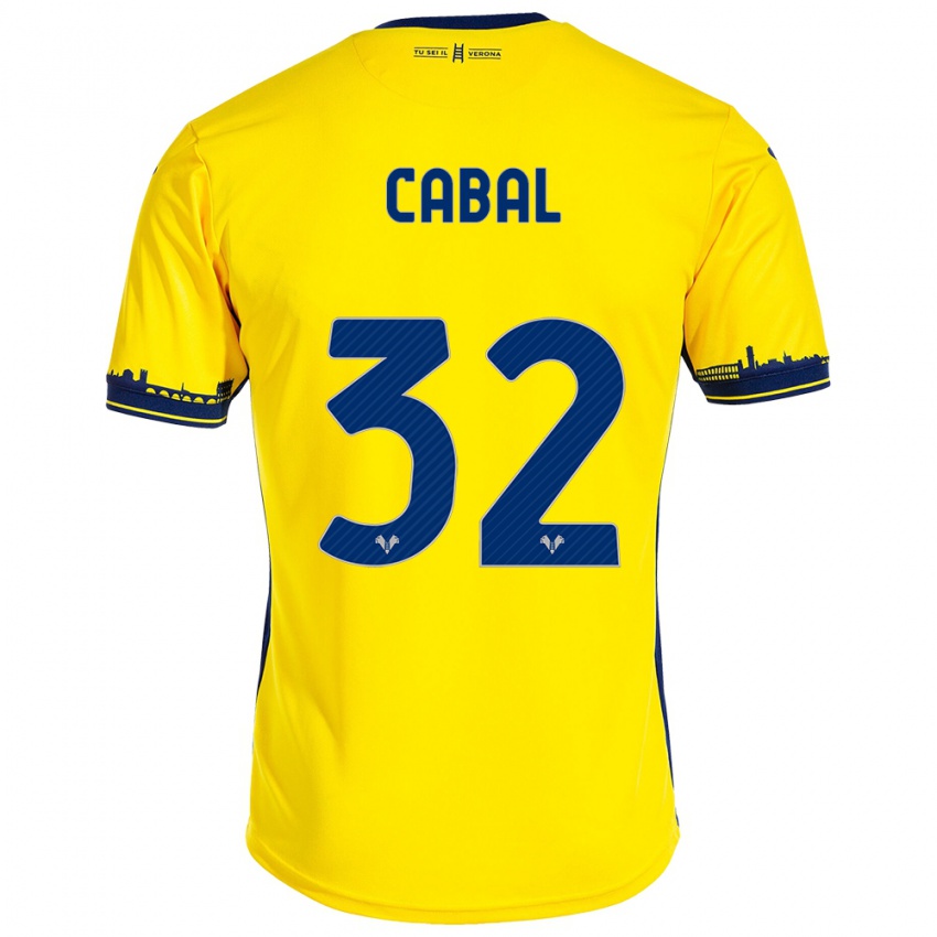 Mujer Camiseta Juan Cabal #32 Amarillo 2ª Equipación 2023/24 La Camisa