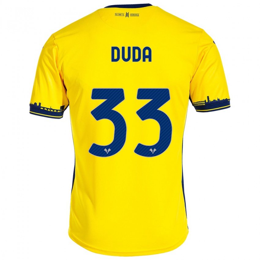 Mujer Camiseta Ondrej Duda #33 Amarillo 2ª Equipación 2023/24 La Camisa