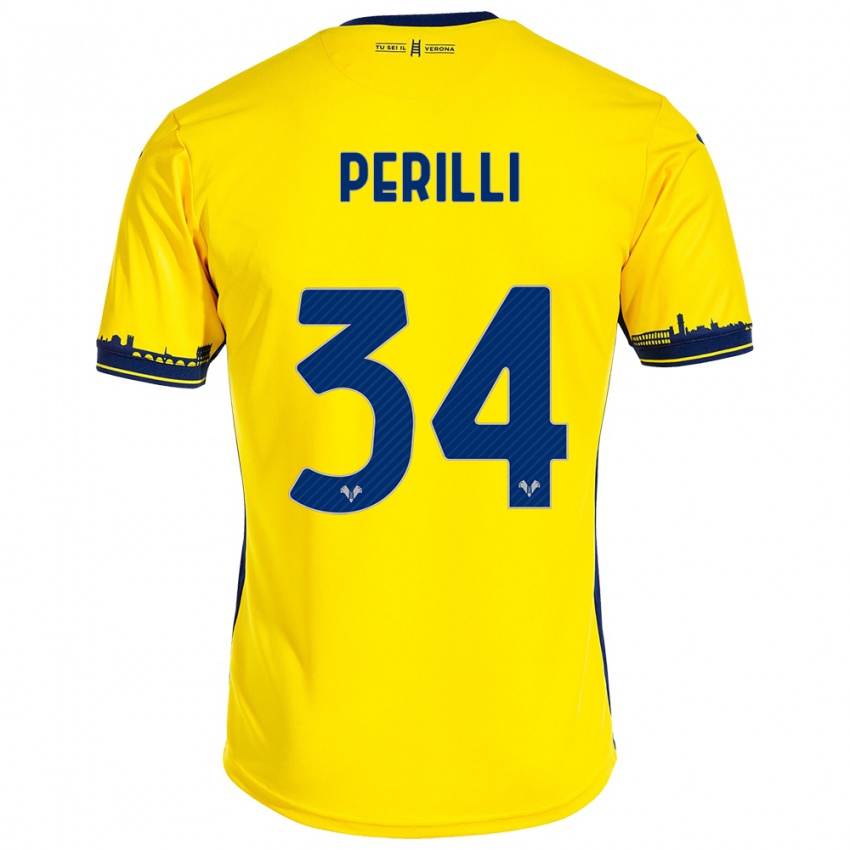 Mujer Camiseta Simone Perilli #34 Amarillo 2ª Equipación 2023/24 La Camisa