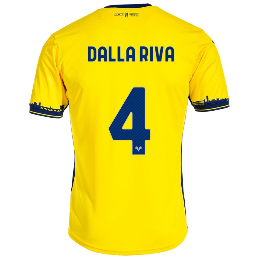 Mujer Camiseta Stefano Dalla Riva #4 Amarillo 2ª Equipación 2023/24 La Camisa