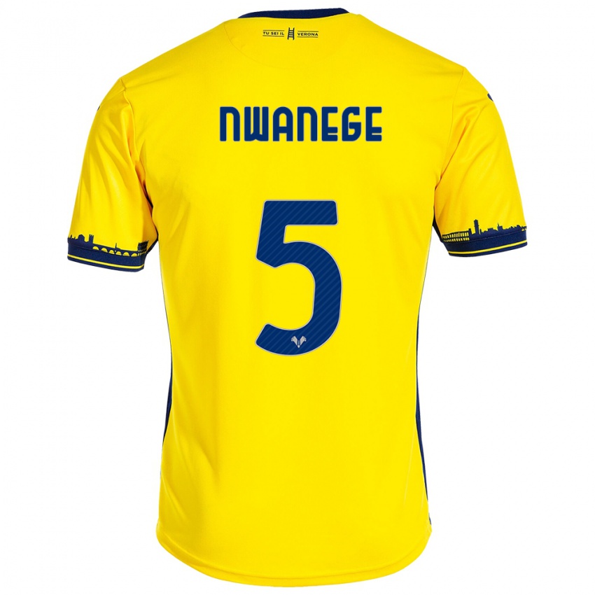 Mujer Camiseta Karlson Nwanege #5 Amarillo 2ª Equipación 2023/24 La Camisa