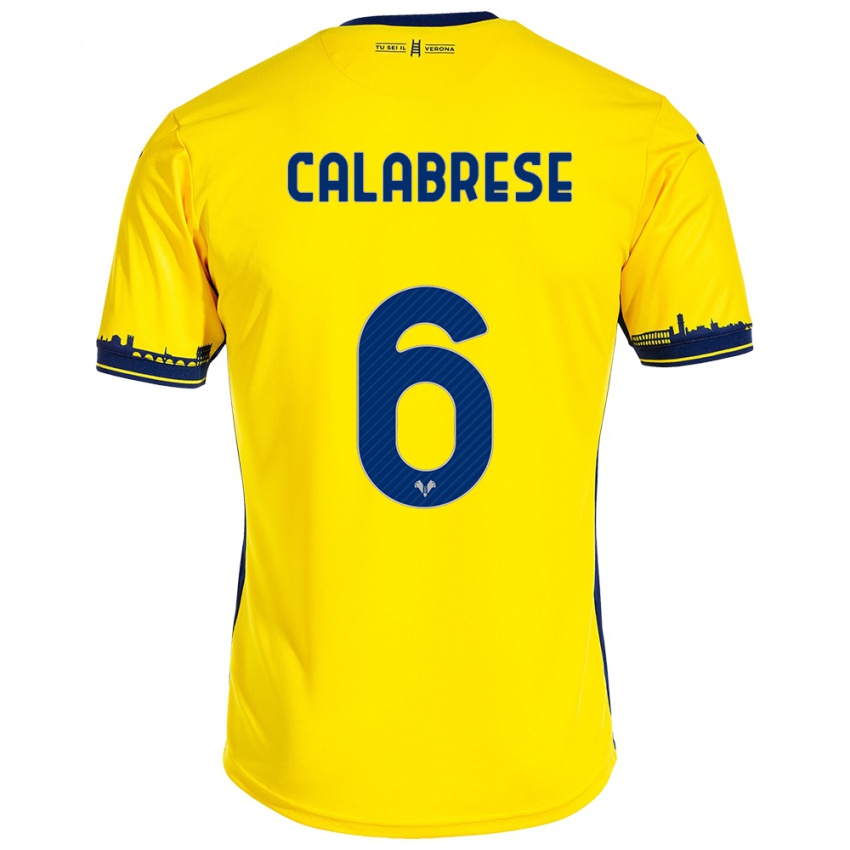 Mujer Camiseta Nicolò Calabrese #6 Amarillo 2ª Equipación 2023/24 La Camisa