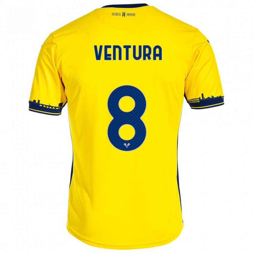 Mujer Camiseta Ciro Ventura #8 Amarillo 2ª Equipación 2023/24 La Camisa