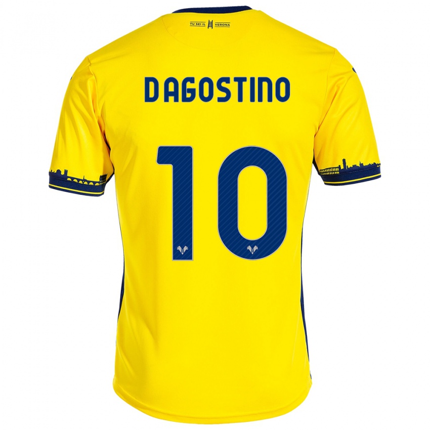 Mujer Camiseta Samuele D'agostino #10 Amarillo 2ª Equipación 2023/24 La Camisa