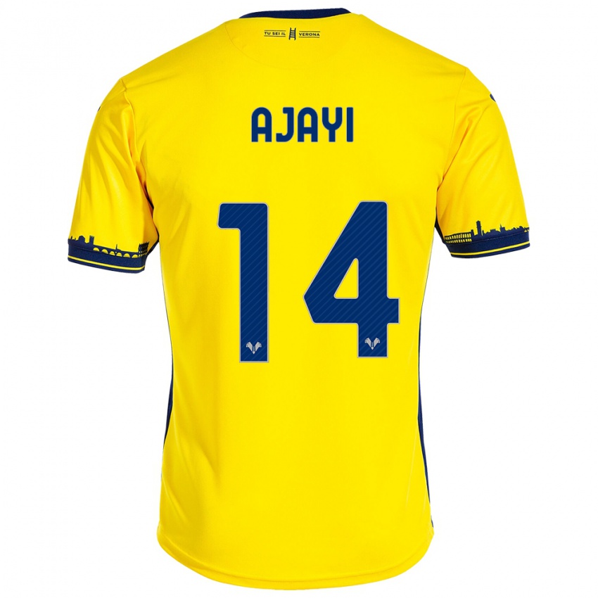 Mujer Camiseta Junior Ajayi #14 Amarillo 2ª Equipación 2023/24 La Camisa