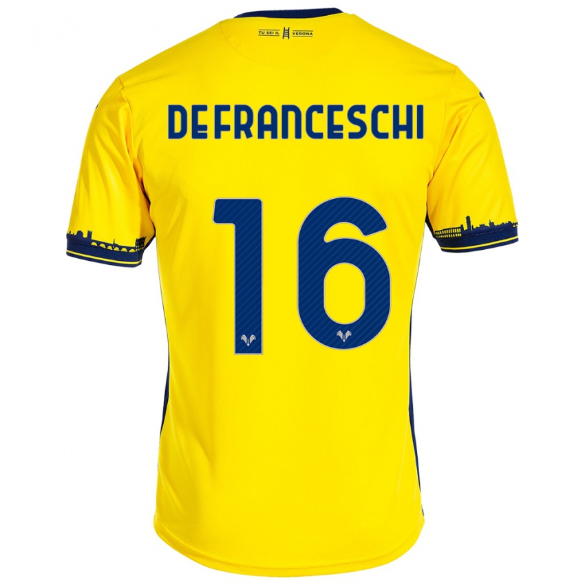 Mujer Camiseta Edoardo De Franceschi #16 Amarillo 2ª Equipación 2023/24 La Camisa