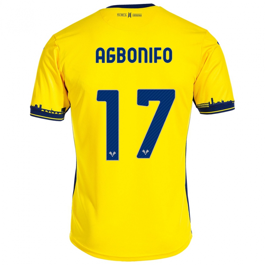 Mujer Camiseta Richi Agbonifo #17 Amarillo 2ª Equipación 2023/24 La Camisa