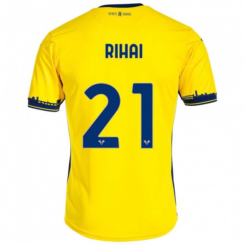 Mujer Camiseta Aiman Rihai #21 Amarillo 2ª Equipación 2023/24 La Camisa