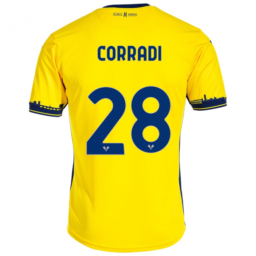 Mujer Camiseta Christian Corradi #28 Amarillo 2ª Equipación 2023/24 La Camisa